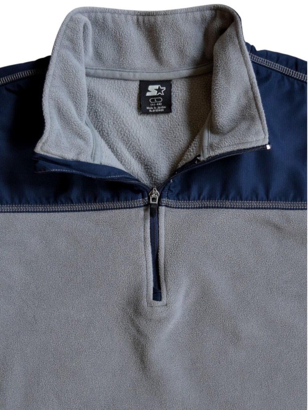 Vintage Start 1/4 Zip Fleece Pullover - Men's Large - Grey & Navy